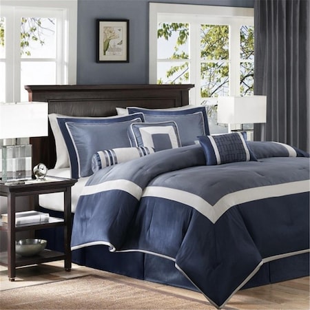 Madison Park 7 Piece Comforter Set, Queen - Navy, 7PK MP10-4041
